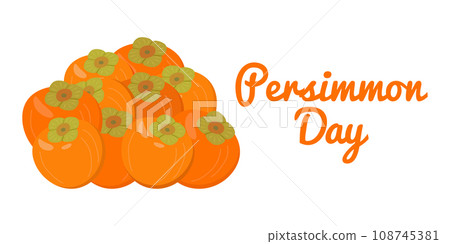 Persimmon Day illustration on a white background. Poster, banner, website design. Vector illustration. Persimmon Day illustration on a white background. Poster, banner, website design. Vector illustration. 108745381