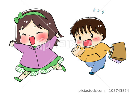 A man shopping stops a girl from having fun 108745854