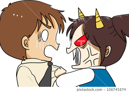 A furious woman approaches a man 108745874