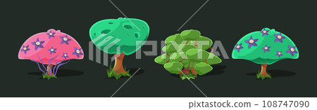 Fantastic Tree and Alien Magic Plants Game Asset Vector Set 108747090