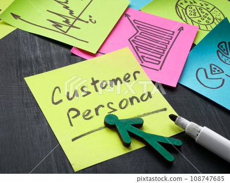 Sticker with customer persona and marker. Sticker with customer persona and marker. 108747685