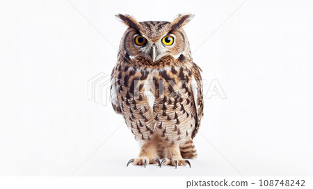 白色背景上的貓頭鷹 108748242