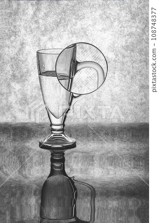 Still life with glass and magnifying glass 108748377