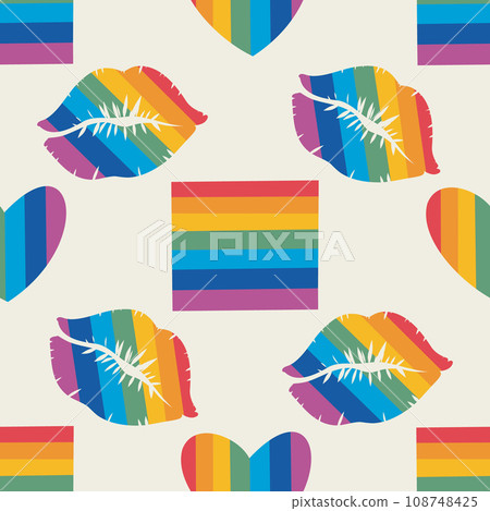 seamless pattern LGBTQ Pride Parade Set. Vector illustration of a gay pride parade. A group of people participating in the Pride parade. LGBT community seamless pattern LGBTQ Pride Parade Set. Vector illustration of a gay pride parade. A group of people participating in the Pride parade. LGBT community 108748425