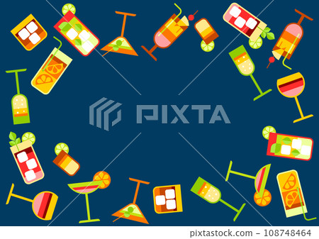 Frame with various cocktails. Alcoholic drinks and in glasses. 108748464