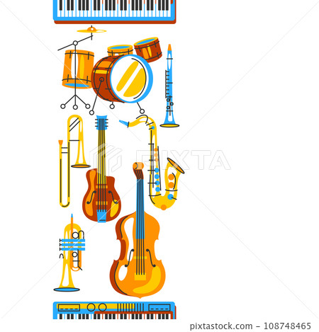 Pattern with musical instruments. Jazz, blues and classical music. 108748465