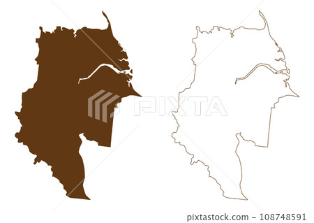 Shire of Burdekin (Commonwealth of Australia, Queensland state) map vector illustration, scribble sketch Burdekin map 108748591