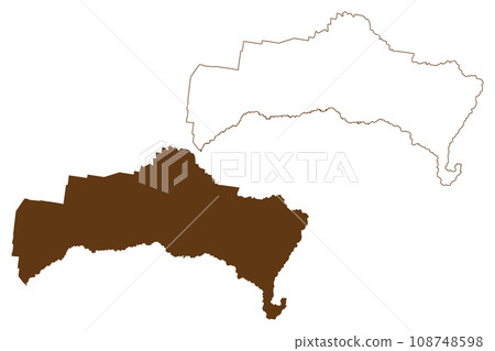 Goondiwindi Region (Commonwealth of Australia, Queensland state) map vector illustration, scribble sketch Goondiwindi map 108748598