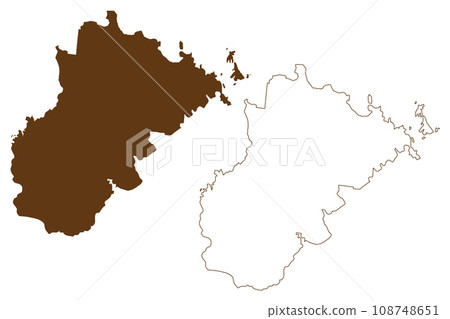 Whitsunday Region (Commonwealth of Australia, Queensland state) map vector illustration, scribble sketch Whitsunday map 108748651
