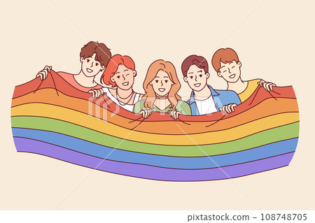 People with LGBT flag celebrating pride month or participating in gay and lesbian festival People with LGBT flag celebrating pride month or participating in gay and lesbian festival 108748705