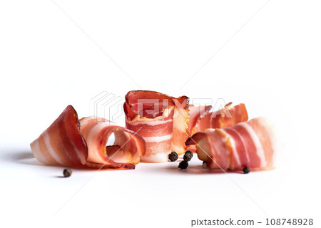 Bacon rolls isolated on white Bacon rolls isolated on white 108748928