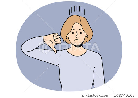 Unhappy woman show thumb down 108749103