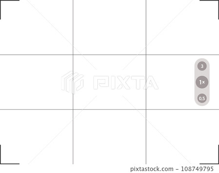 Photo camera frame viewfinder template. Vector illustration with zoom buttons jn transparent background. 108749795