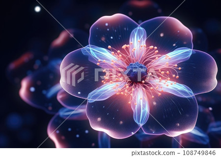 Futuristic glowing flower in neon colors Futuristic glowing flower in neon colors 108749846