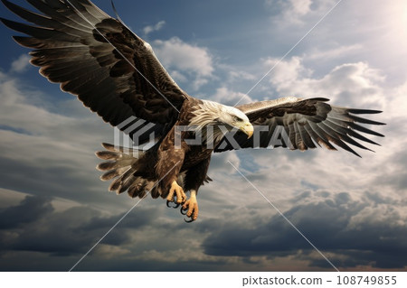 Flying blad eagle in nature, Haliaeetus leucocephalus 108749855