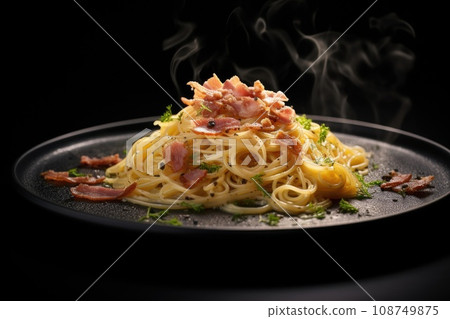 Traditional italian dish spaghetti carbonara. Traditional italian dish spaghetti carbonara. 108749875