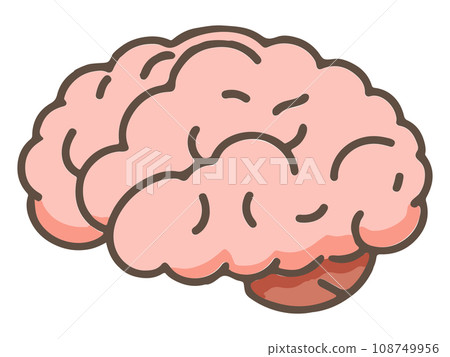 Simple color illustration of the human brain 108749956
