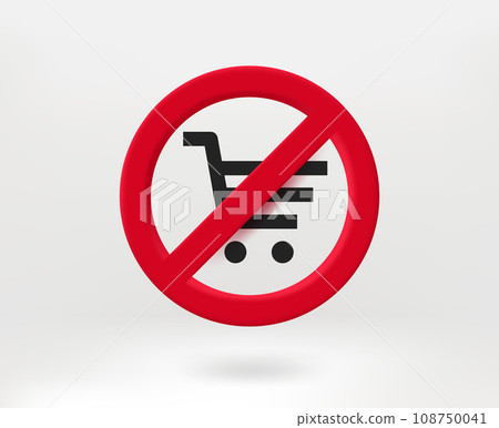 Do not buy now concept with shopping cart. 3d vector illustration Do not buy now concept with shopping cart. 3d vector illustration 108750041