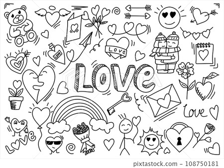 Romantic doodle for Valentines Day. Vector illustration. 108750181