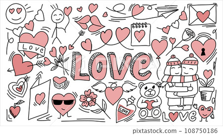 Romantic doodle for Valentines Day. Vector illustration. Romantic doodle for Valentines Day. Vector illustration. 108750186