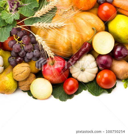 Set of vegetables and fruits isolated on a white background. Set of vegetables and fruits isolated on a white background. 108750254