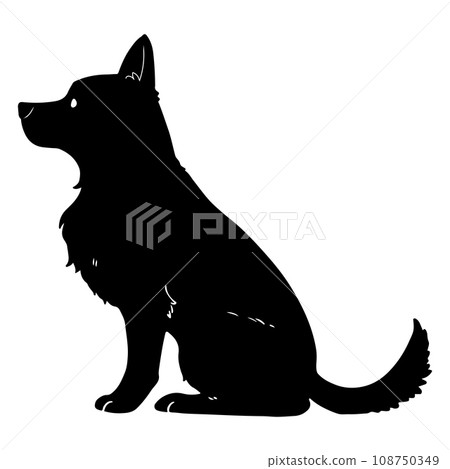 Sitting German Shepherd silhouette face 108750349
