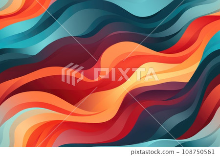 Seamless pattern with abstract waves and spots. Illustration for background. Generative AI 108750561