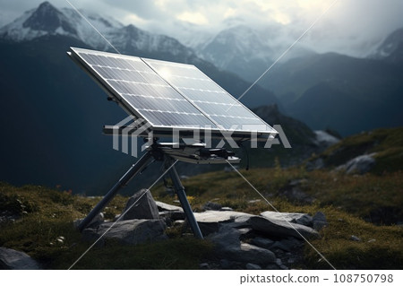 Mobile solar panel on nature background. Mobile solar panel on nature background. 108750798
