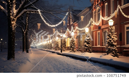 winter street at Christmas time 108751749