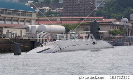 Maritime Self-Defense Force training submarine Asashio anchored Maritime Self-Defense Force training submarine Asashio anchored 108752332