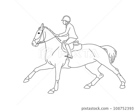 Equestrian athlete and horse galloping Equestrian athlete and horse galloping 108752393