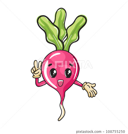 Cute cartoon design of a happy beetroot, vegetables for kids Cute cartoon design of a happy beetroot, vegetables for kids 108755250