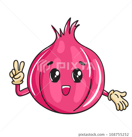 Cute cartoon design of a happy onion, vegetables for kids Cute cartoon design of a happy onion, vegetables for kids 108755252