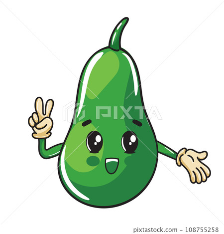 Cute cartoon design of a happy avocado, fruits and vegetables for kidsCute cartoon design of a happy avocado, fruits and vegetables for kids 108755258