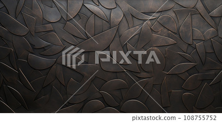 Bronze panel from patinated geometric tiles 108755752