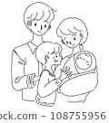 手繪黑白插圖，描繪了一家四口、一對年輕夫婦、兒童和嬰兒 108755956