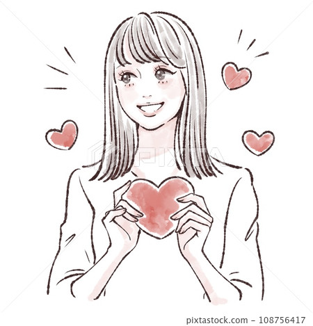 有心的女人插畫素材 108756417