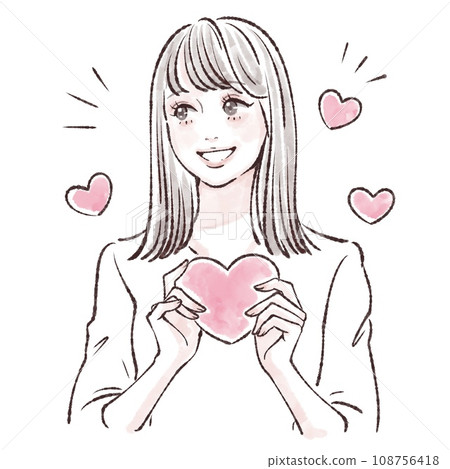 有心的女人插畫素材 有心的女人插畫素材 108756418