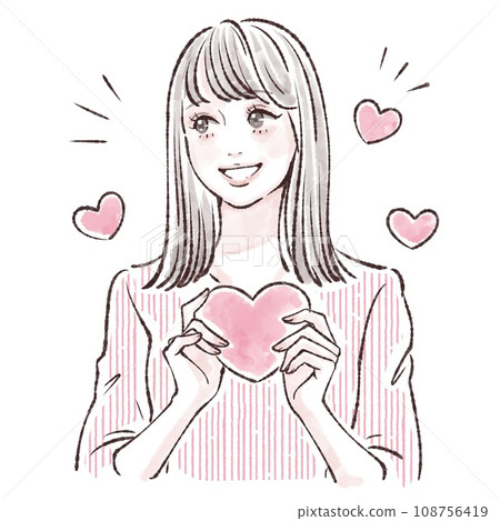 有心的女人插畫素材 108756419