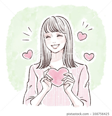 有心的女人插畫素材 有心的女人插畫素材 108756425