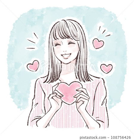 有心的女人插畫素材 108756426