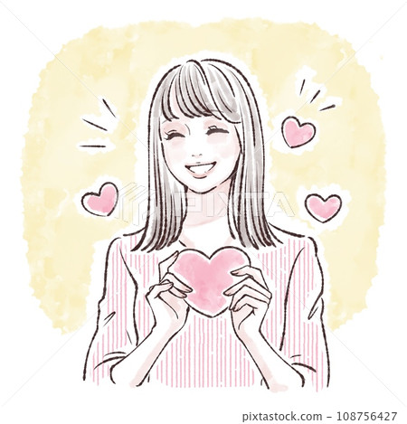 Illustration material of a woman with a heart 108756427