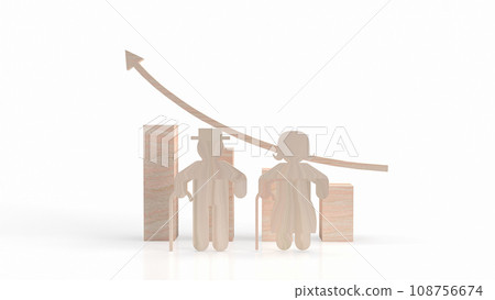 The old man wood plate for aging society concept 3d rendering The old man wood plate for aging society concept 3d rendering 108756674