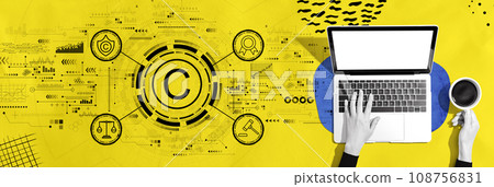 Copyright concept with person using a laptop 108756831