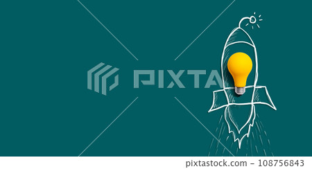 Idea light bulb flying to the sky like a rocket 108756843