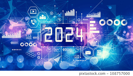 2024 New Year concept with technology light background 2024 New Year concept with technology light background 108757000