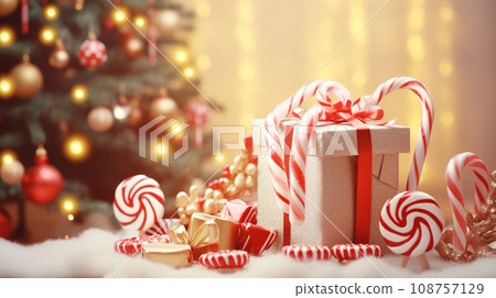 Luxury christmas background with copyspace for your text,design. Christmas concept. Generative AI. Luxury christmas background with copyspace for your text,design. Christmas concept. Generative AI. 108757129