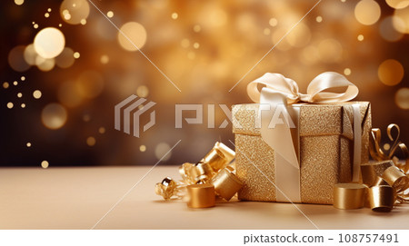 Luxury christmas background with copyspace for your text,design. Christmas concept. Generative AI. Luxury christmas background with copyspace for your text,design. Christmas concept. Generative AI. 108757491