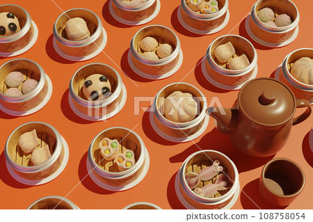 A CG illustration of cute dim sum. A CG illustration of cute dim sum. 108758054