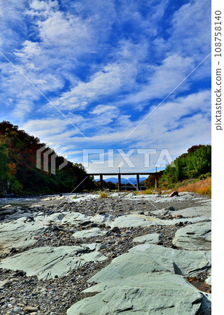 Chichibu Railway Arakawa Bridge and train scenery Chichibu Railway Arakawa Bridge and train scenery 108758140